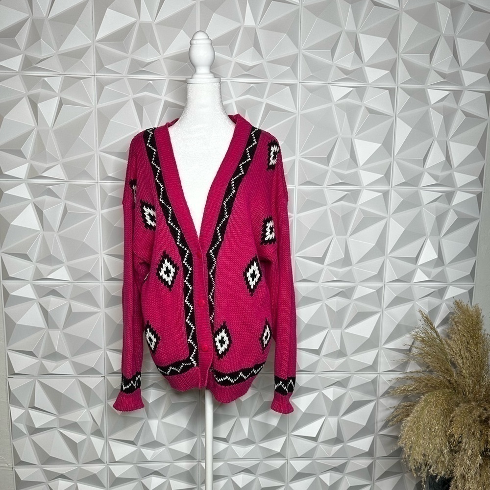 GINA Peters Women’s Vintage Knit Long Sleeve Cardigan Sweater Size Large